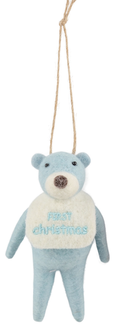 Embroidered Felt Baby's First Christmas Bear Ornament
