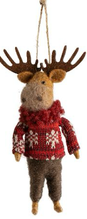 Moose with Sweater - Felt Ornament