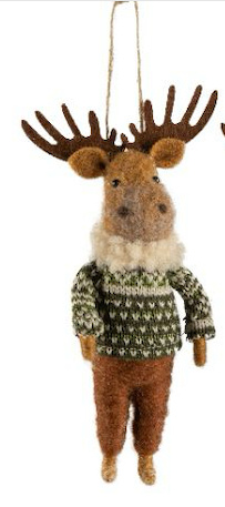 Moose with Sweater - Felt Ornament