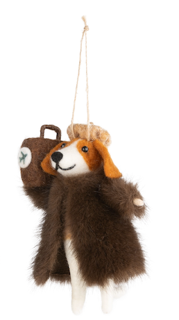 Travelling Dog in Fur Coats - Felt Ornaments