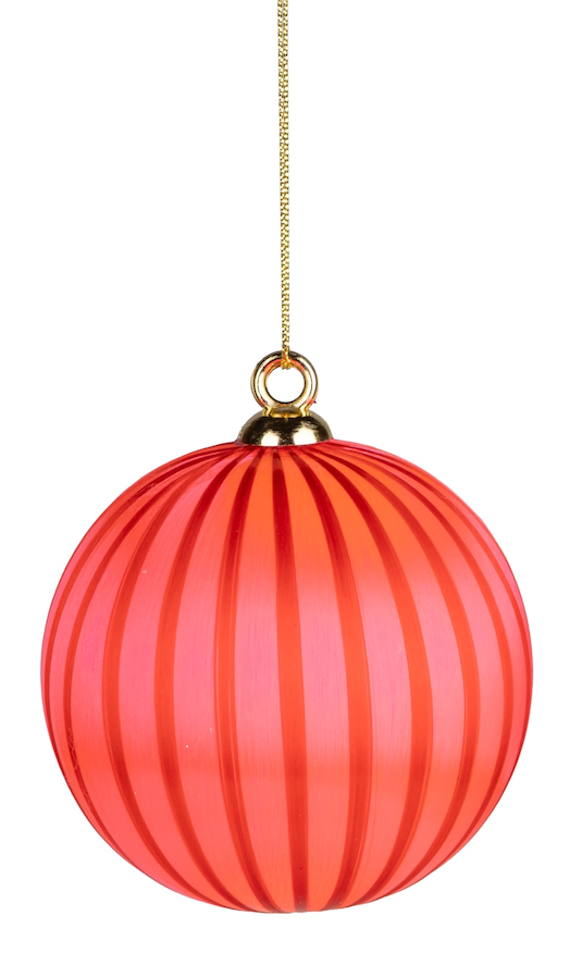 Striped Silk Covered Plastic Ball Ornament