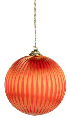 Striped Silk Covered Plastic Ball Ornament