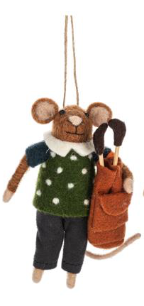 Felt Golfer Mice Ornament