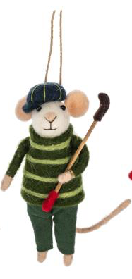 Felt Golfer Mice Ornament