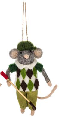 Felt Golfer Mice Ornament