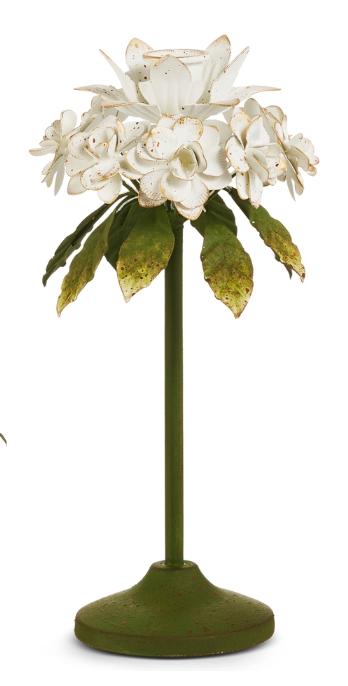 White Floral Candlestick Holder