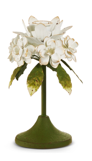 White Floral Candlestick Holder