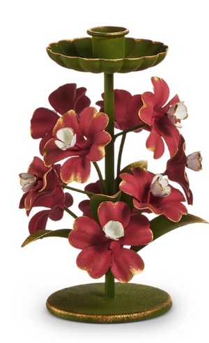 White Floral Candlestick Holder
