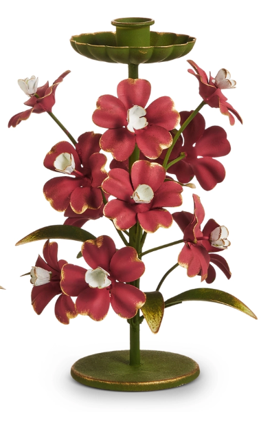 White Floral Candlestick Holder