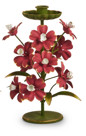 White Floral Candlestick Holder