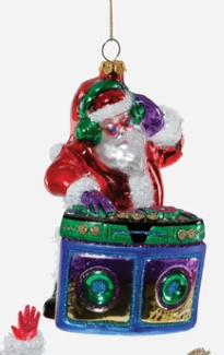 Singing Santa Glass Ornaments