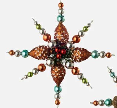 Pinecone / Acorn Starburst Glass Ornament