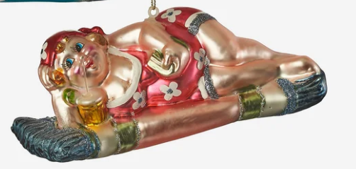 Sunbathing Santa Ornament