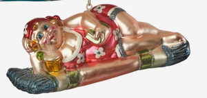 Sunbathing Santa Ornament