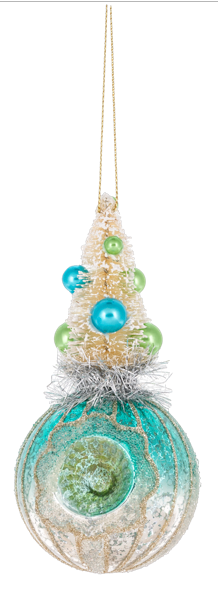Bottle Brush Tree on Reflector Ornaments