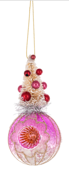 Bottle Brush Tree on Reflector Ornaments