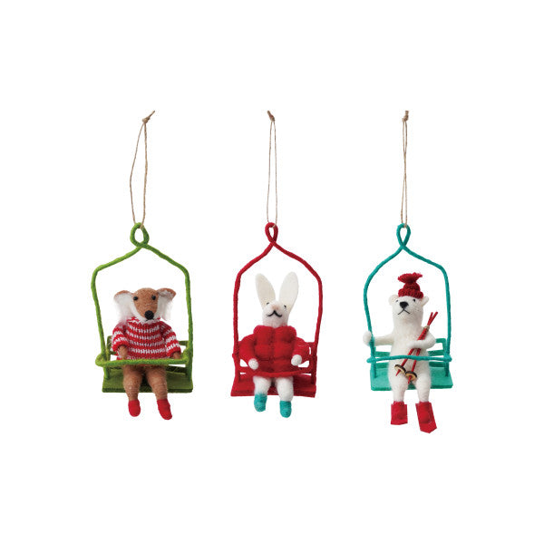 Ski Lift Animals - Felt Ornament