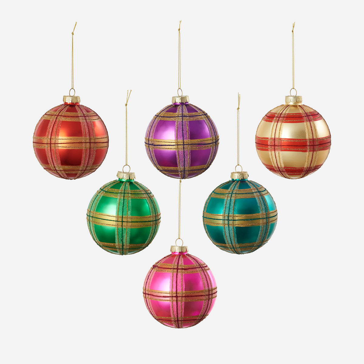 Plaid Glass Ball Ornament