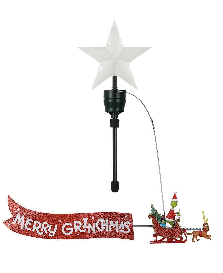 Animated Tree Topper- Grinch with Green Star