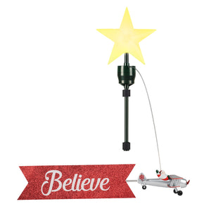 Animated Tree Topper- Santa's Biplane with Banner