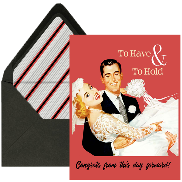 Vintage Wedding Couple To Have and To Hold Wedding Card