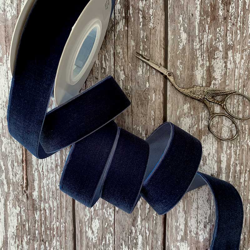 Navy Blue Velvet Ribbon 25mm  - 3 Meter Roll