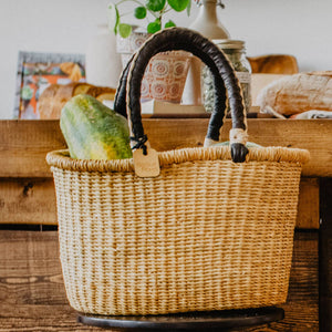 Oval Basket with Two Handles Large - Natural Palette: Natural Palette / Large