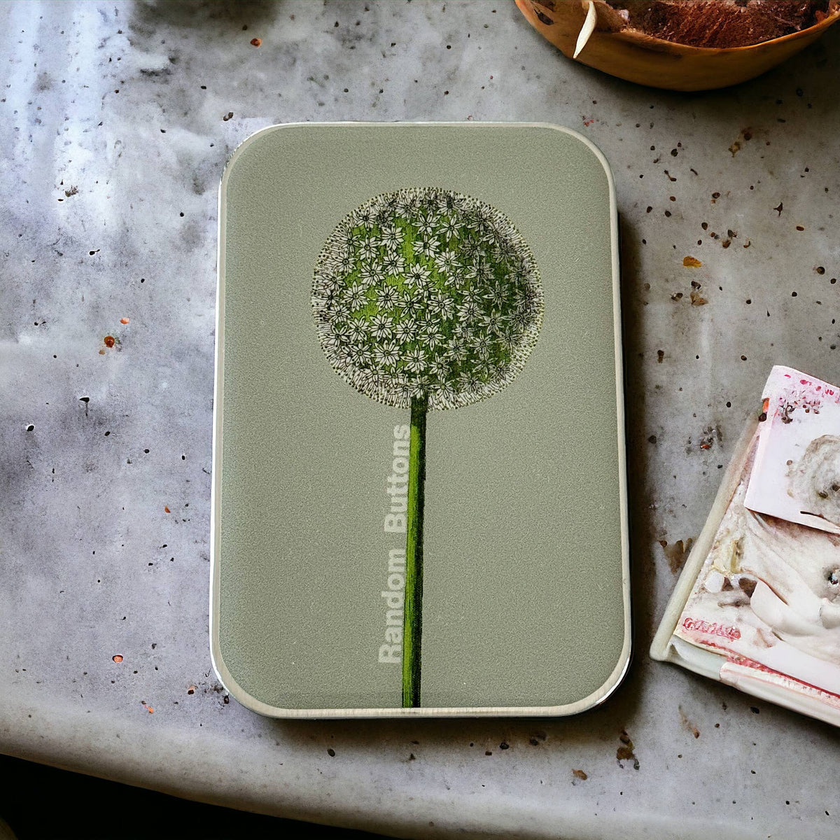 Button tin, notions tin