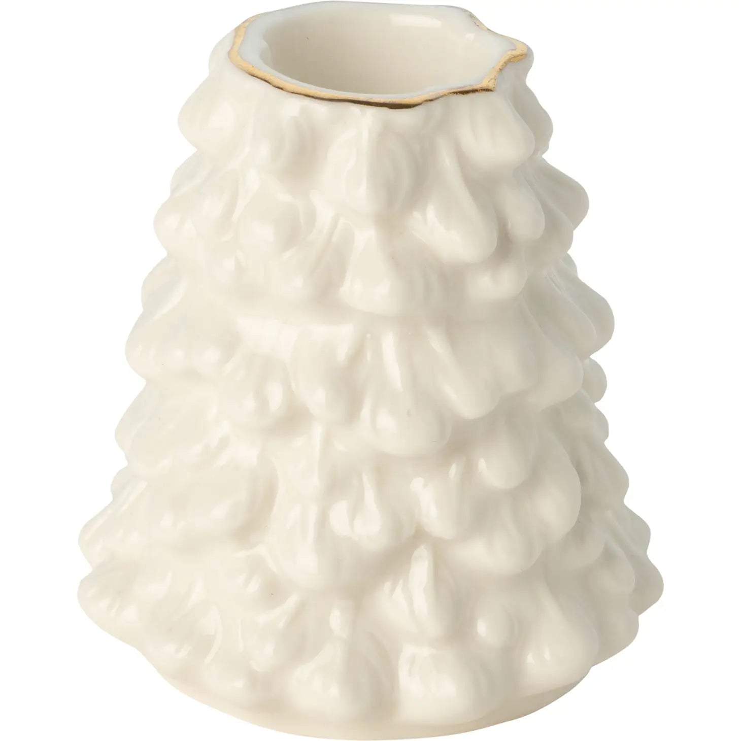Pine Cone Taper Candle Holder, White 2.5"