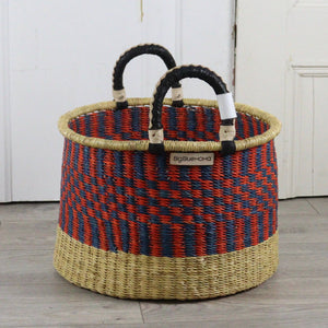 Short Laundry Basket - Red & Blue Checks: Large