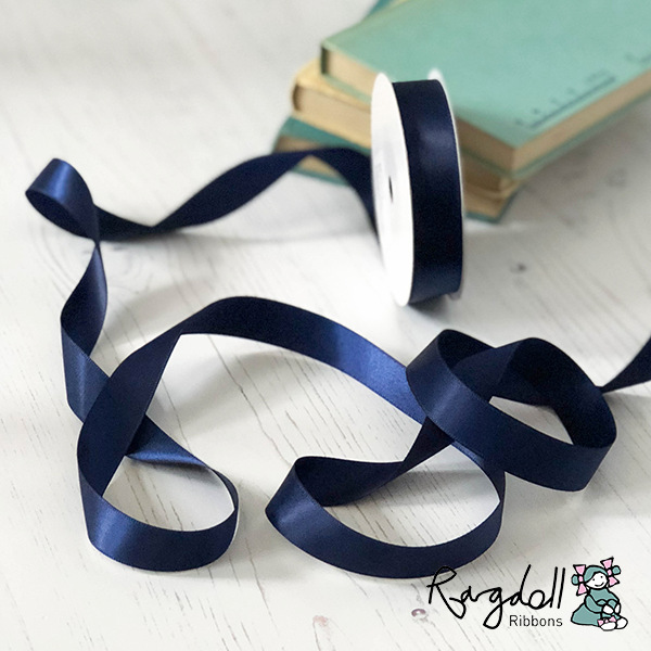 19mm Navy Satin Ribbon - 10 Metre Roll