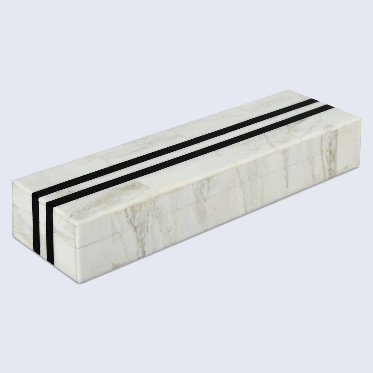 Stripe White & Black Decorative Box  10x2.5x1.5