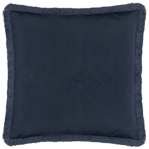 Strawberry Thief Embroidered Velvet Cushion Indigo