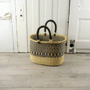 Oval Basket with Two Handles Small - Natural Palette