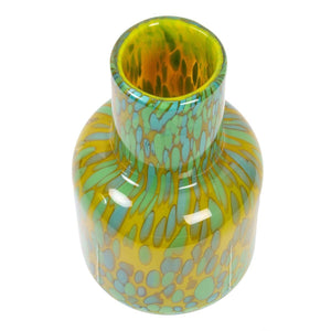 Small Green & Yellow Bubble Glass Vase