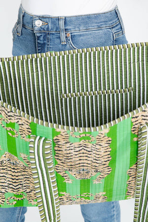 Tigers & Lime Green - Handmade Reversible Quilted Cotton Tote Bag