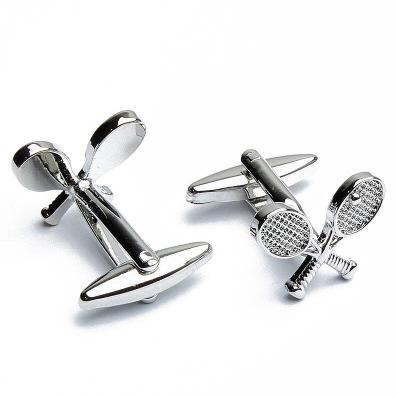 Silver Tennis Racquets Cufflinks