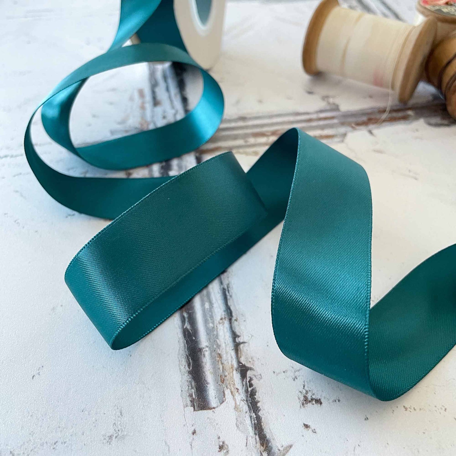 25mm Teal Satin Ribbon - 10 Meter Roll