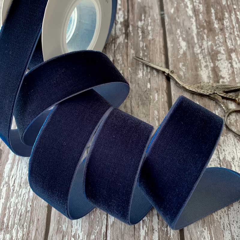 Navy Blue Velvet Ribbon 25mm  - 3 Meter Roll