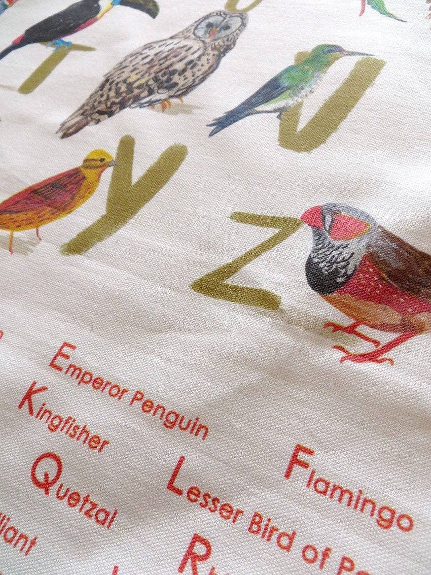 Avian Alphabet Bird Cotton Tea Towel