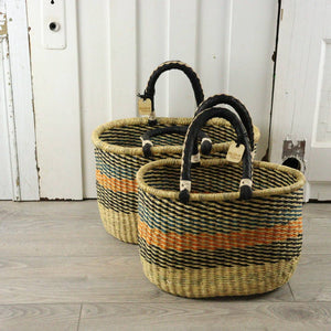 Oval Basket with Two Handles Small - Traditional Palette