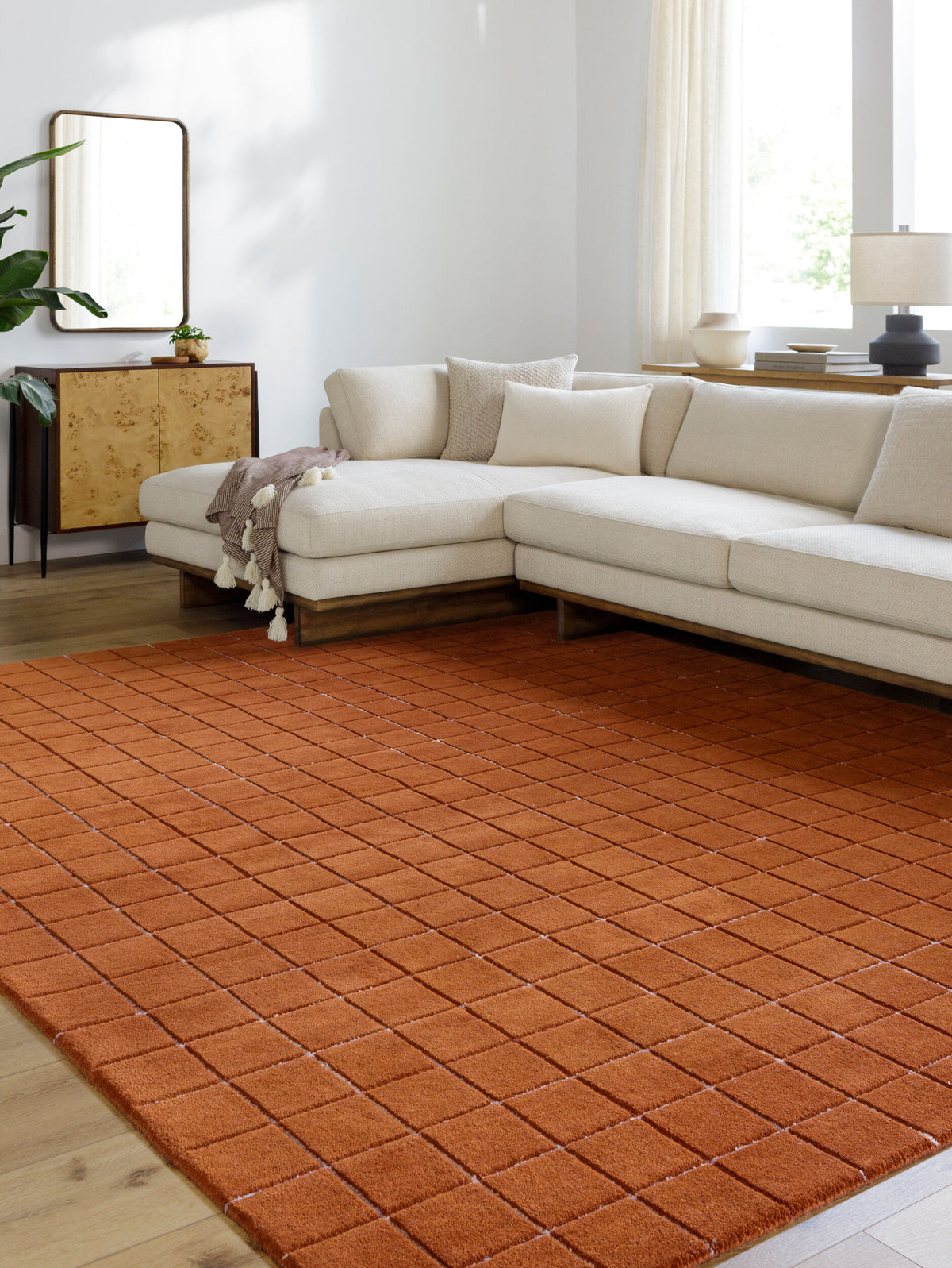 Terracotta Small Grid Rug