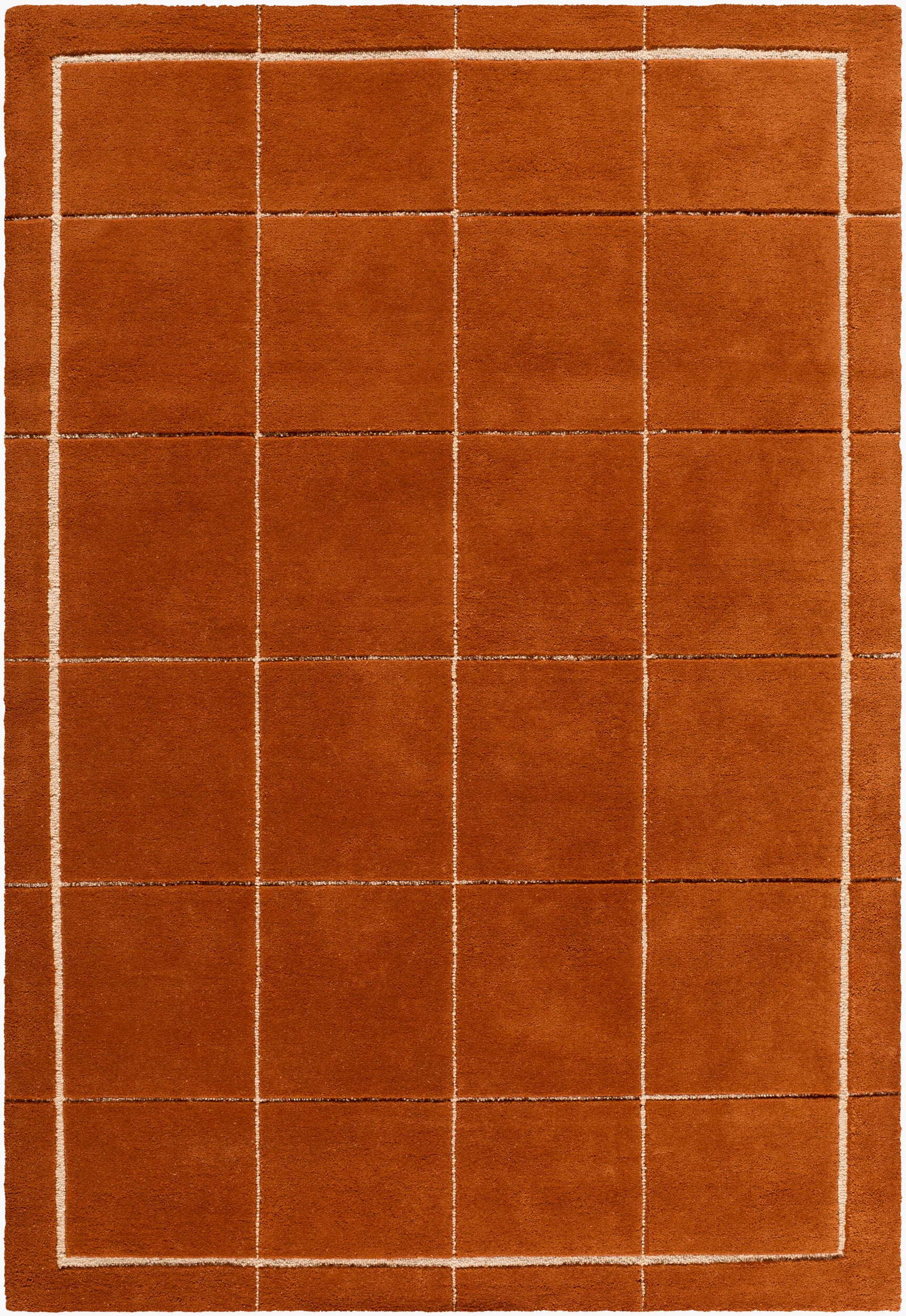 Terracotta Large Grid Rug
