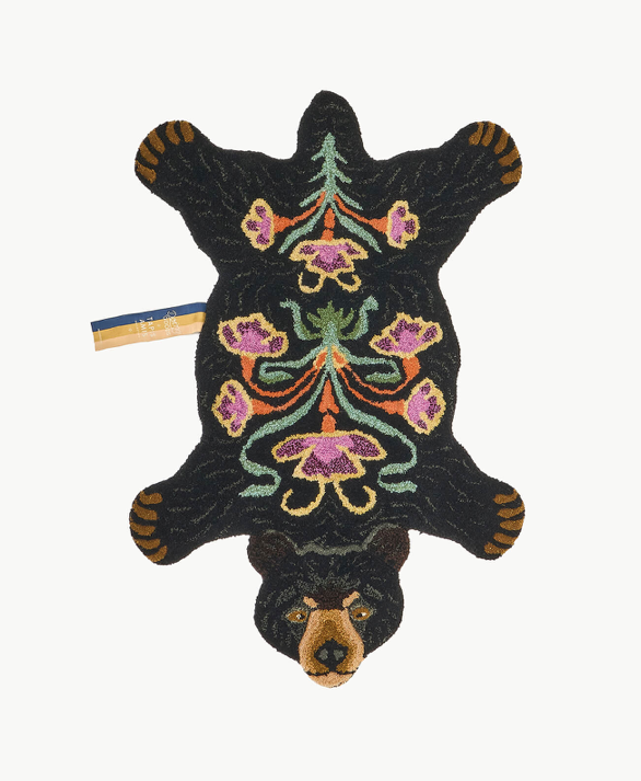 small wool black bear rug