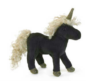 mini black unicorn finger puppet