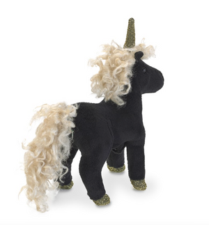 mini black unicorn finger puppet