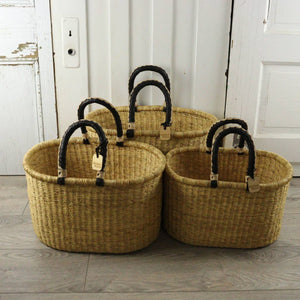 Oval Basket with Two Handles Small - Natural Palette