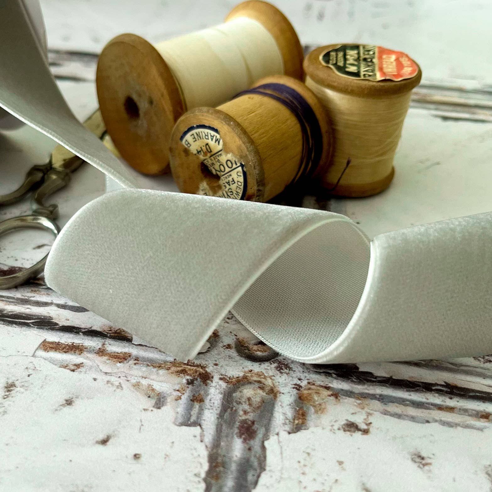 Silver Grey Velvet Ribbon 38mm  - 3 Meter roll