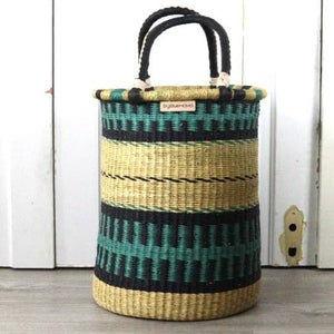 Tall Laundry Basket - Blue & Black: Large