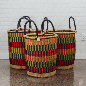 Tall Laundry Basket - Red Green & Black: Medium